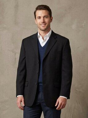 Lineage Charcoal 100% Worsted Wool Blazer Made In Canada